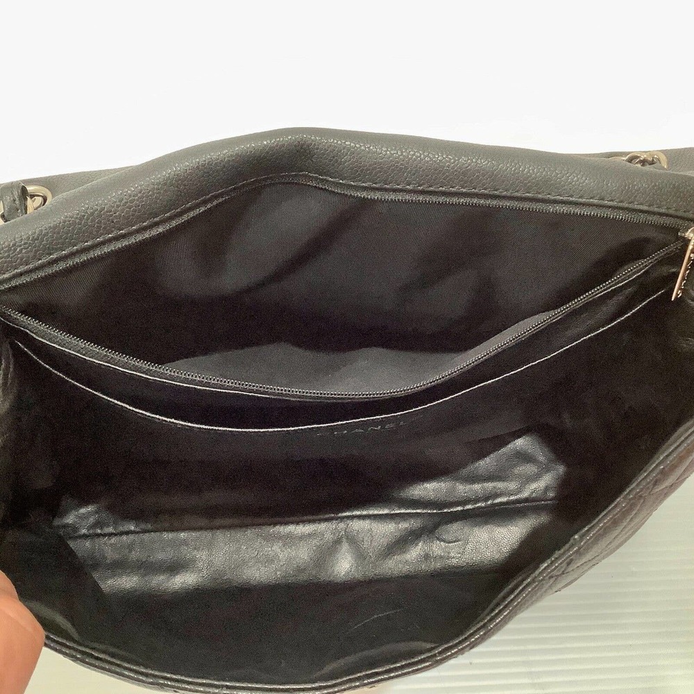 CHANEL MAXI Black Caviar Classic Single Flap Handbag SHW Shoulder Bag - Picture 9 of 16